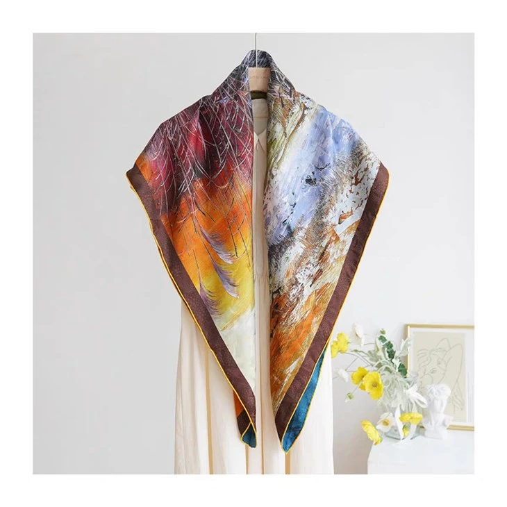 Custom Double-Sided Heterochromatic 110X110cm 100% Mulberry Silk Scarf